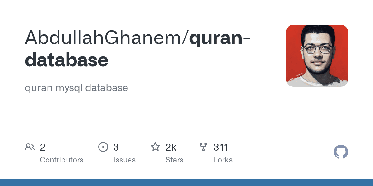 A complete structured Quran database for developers and researchers