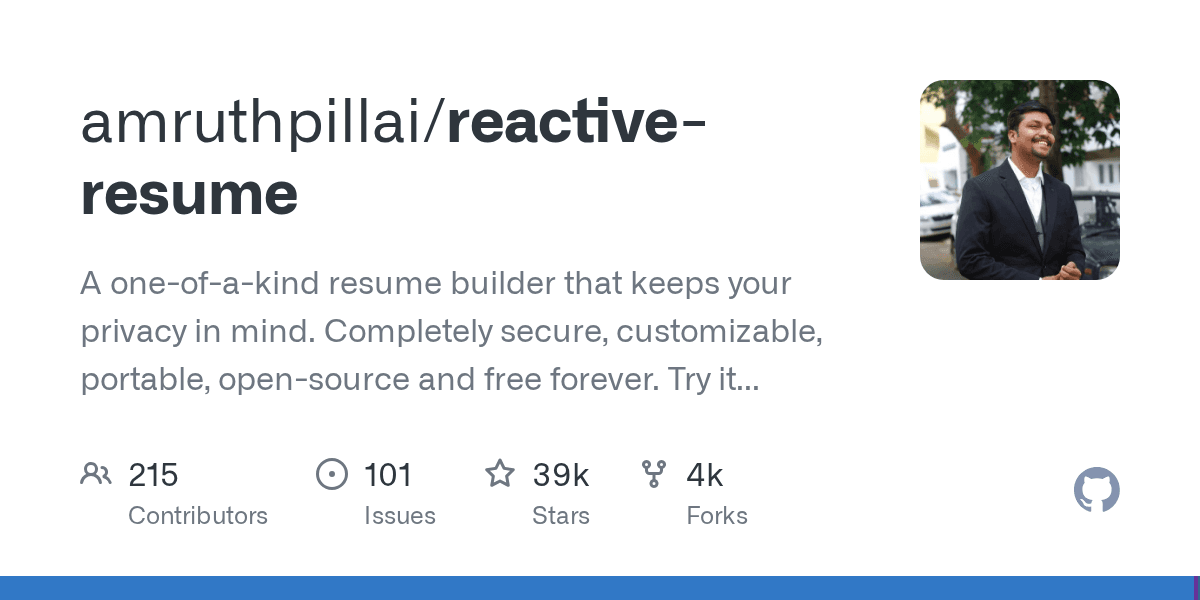 Open source resume builder. No account. No data leaving your server.
