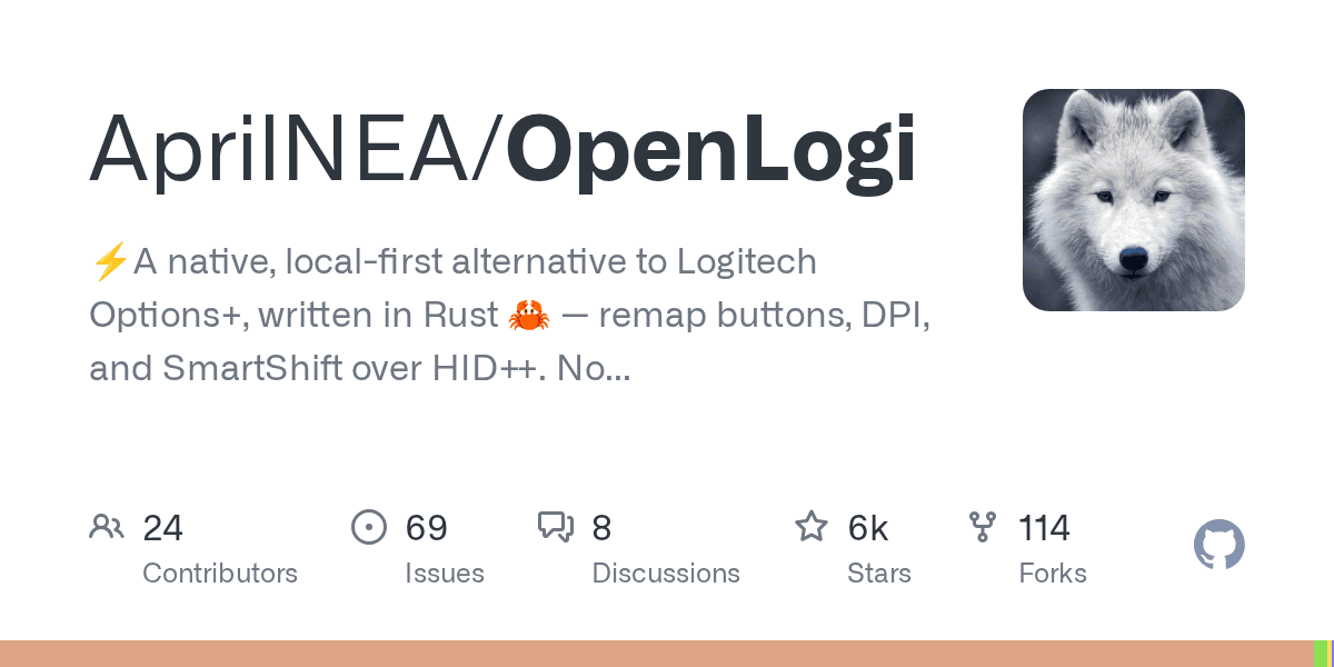 OpenLogi is a native, local-first Logitech Options+ replacement written in Rust.