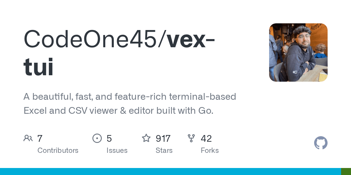 A beautiful, fast, and feature-rich terminal-based Excel and CSV viewer built wi...