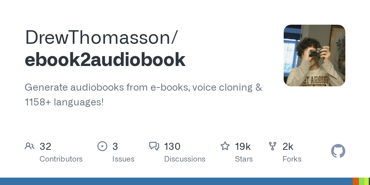 Generate audiobooks from e-books, voice cloning &amp; 1107+ languages