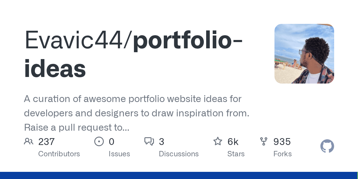 A curated list of portfolio ideas when you're stuck on your own