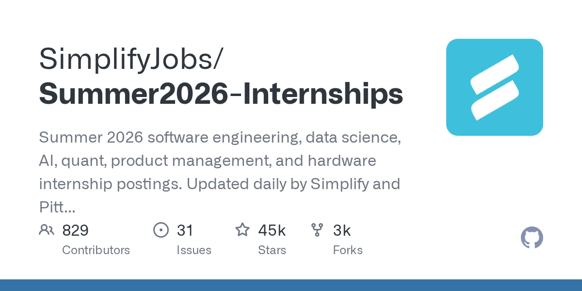 Collection of Summer 2026 tech internships