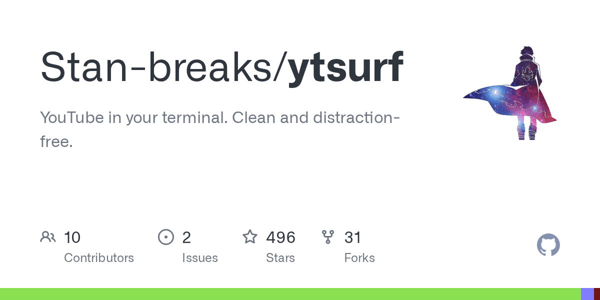 YouTube in your terminal. Clean and distraction-free.