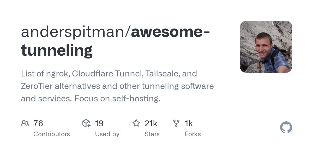 List of ngrok/Cloudflare Tunnel alternatives and other tunneling software and se...