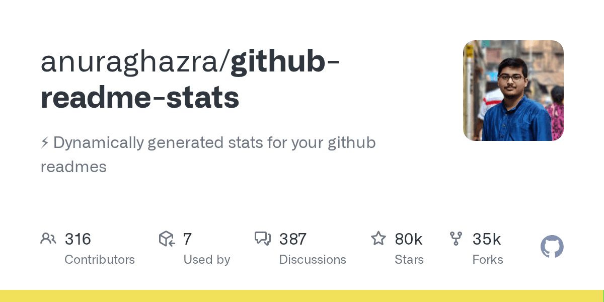 Dynamically generated stats for your github readmes