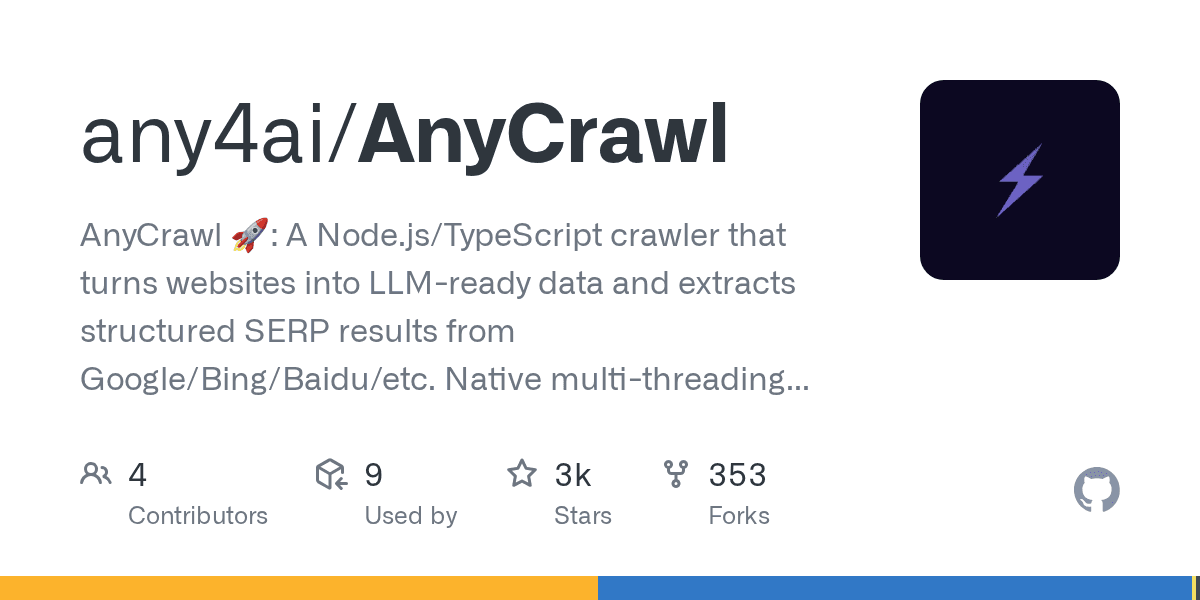 AnyCrawl: Open-source crawler API that turns websites into LLM-ready data.