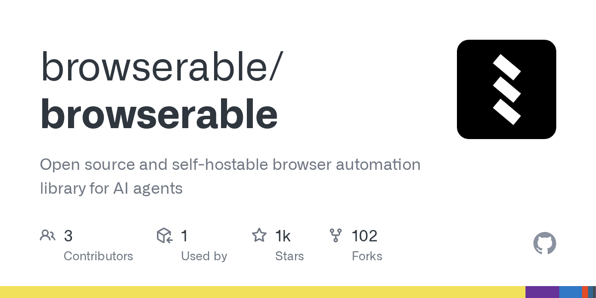 Open-source and self-hostable browser automation library for AI agents.