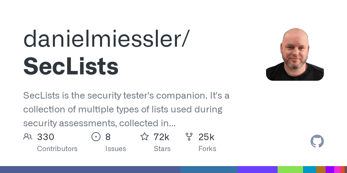 Curated collection of lists used for security testing, including usernames, pass...