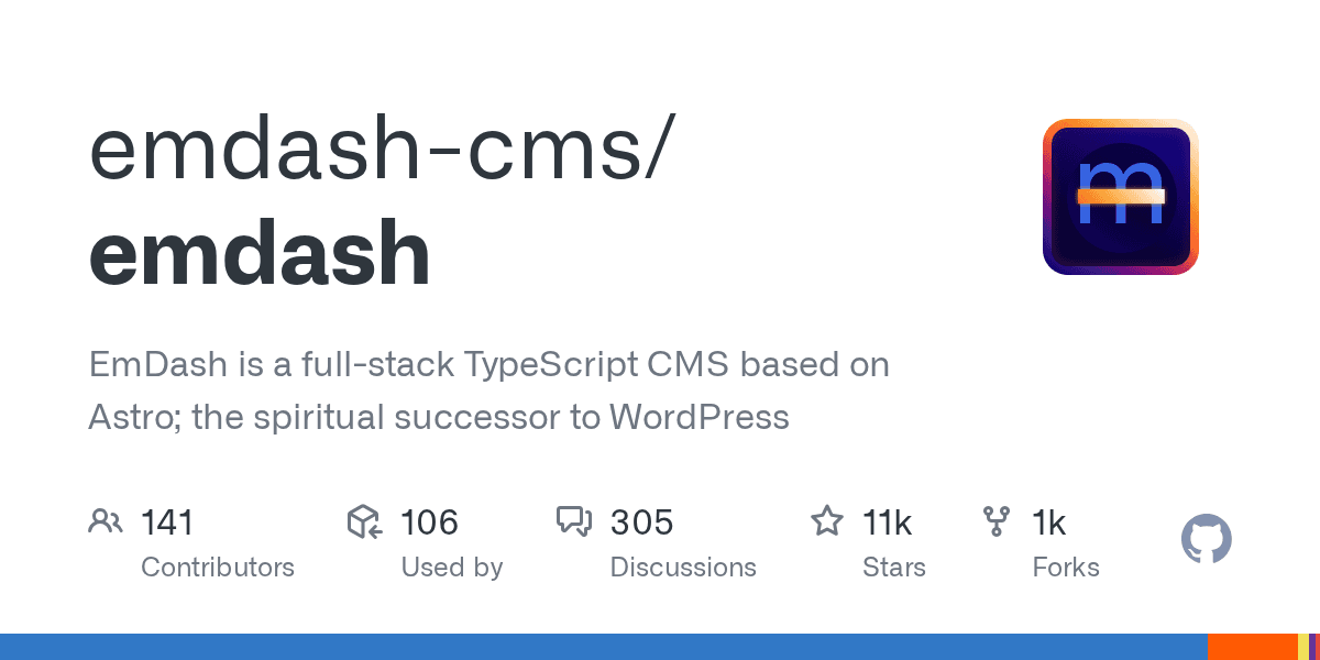 EmDash is a full-stack TypeScript CMS based on Astro; the spiritual successor to...