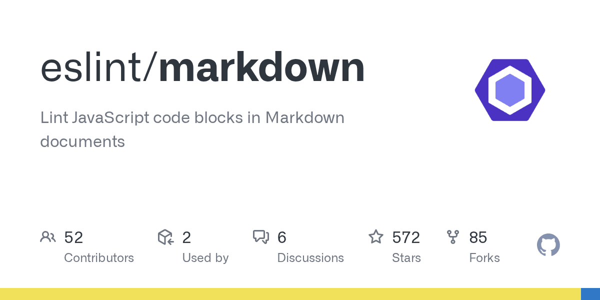 Lint JavaScript code blocks in Markdown documents