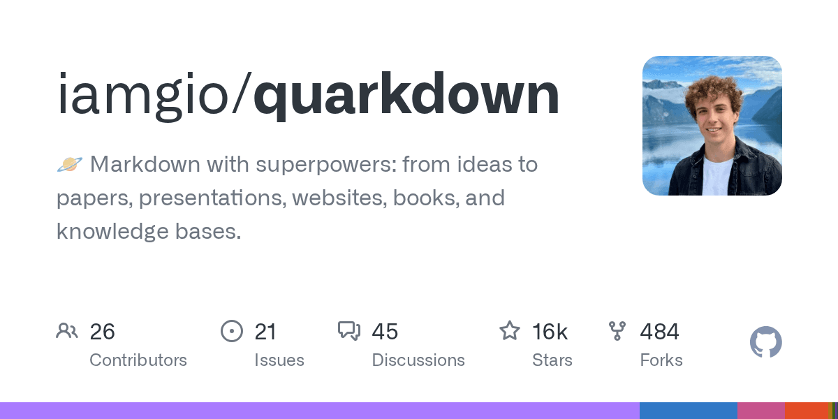 Markdown with superpowers. One syntax for papers, presentations, websites, and b...