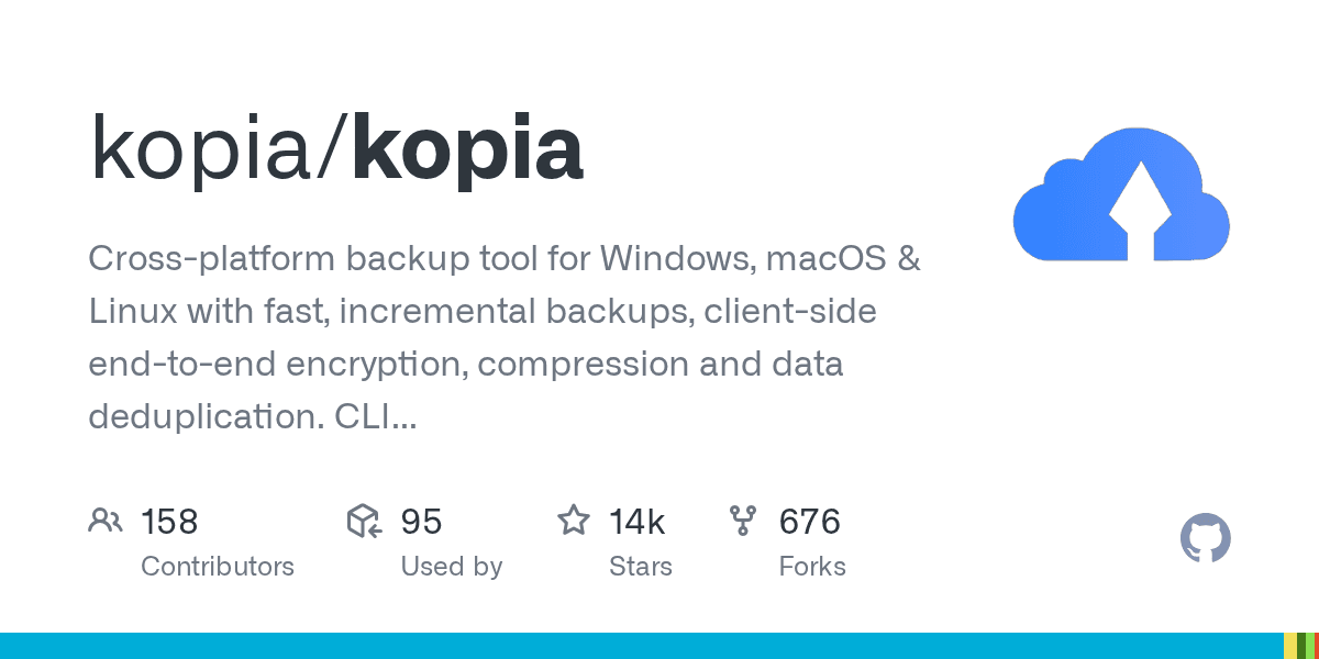 Kopia is a fast and secure open-source backup/restore tool