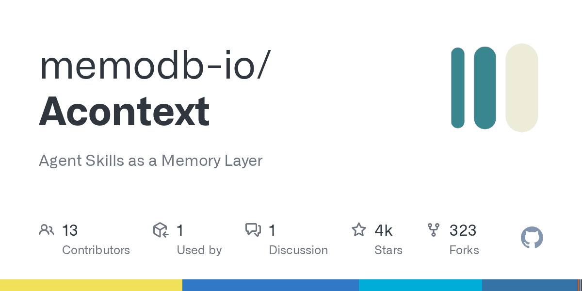 Acontext is an open-source skill memory layer that stores agent learnings as pla...