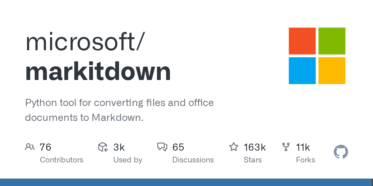 Python tool for converting files and office documents to Markdown.