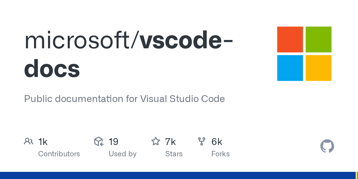Public documentation for Visual Studio Code
