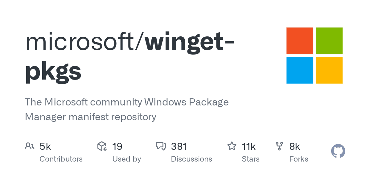 The Microsoft community Windows Package Manager manifest repository