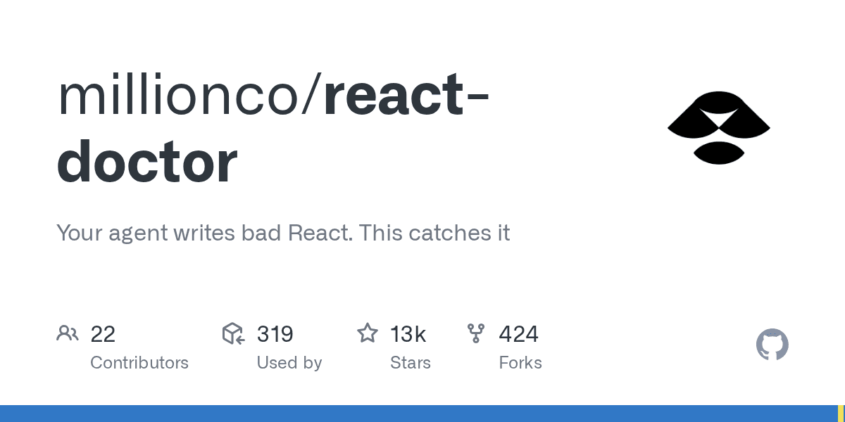 React Doctor deterministically scans your codebase for state, performance, and s...