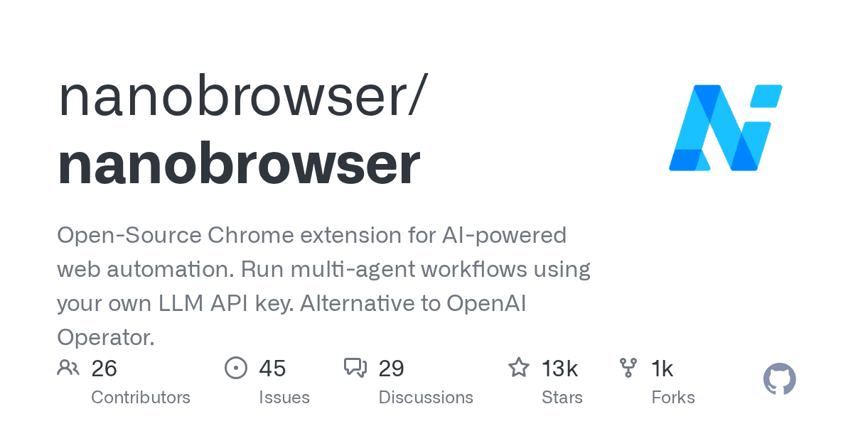 An open-source Chrome extension that enables AI-powered web automation.