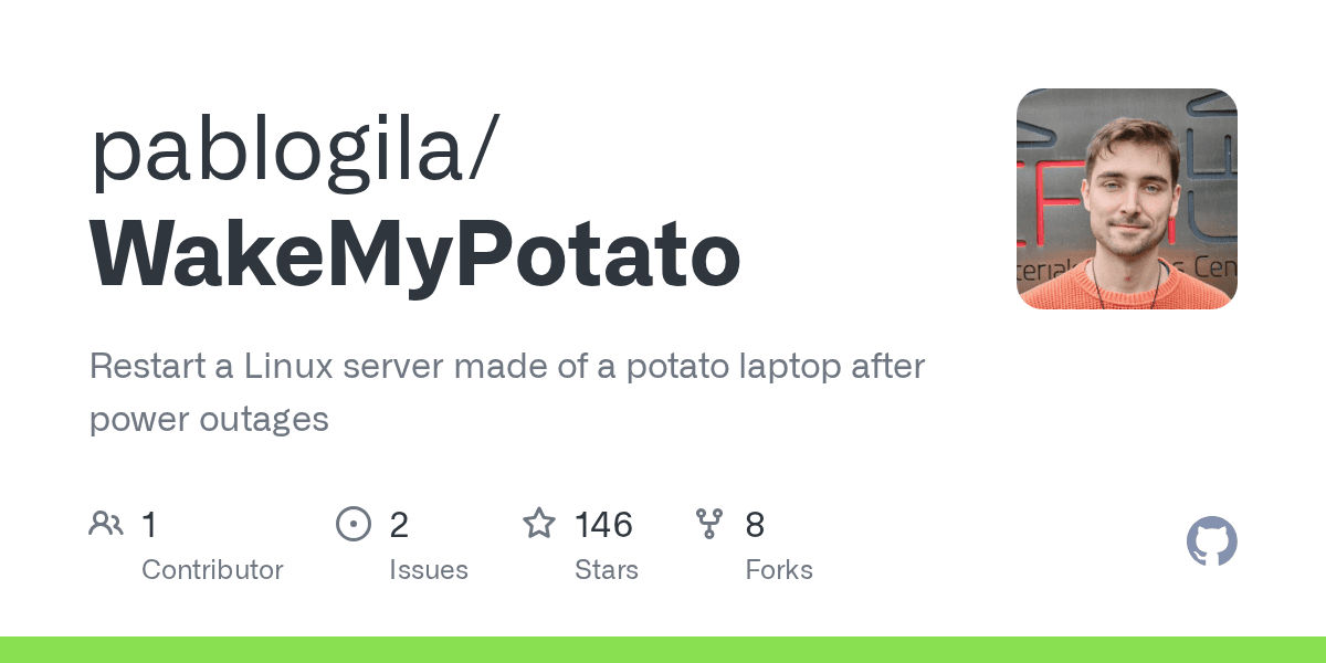 Restart a Linux server made of a potato laptop after power outages