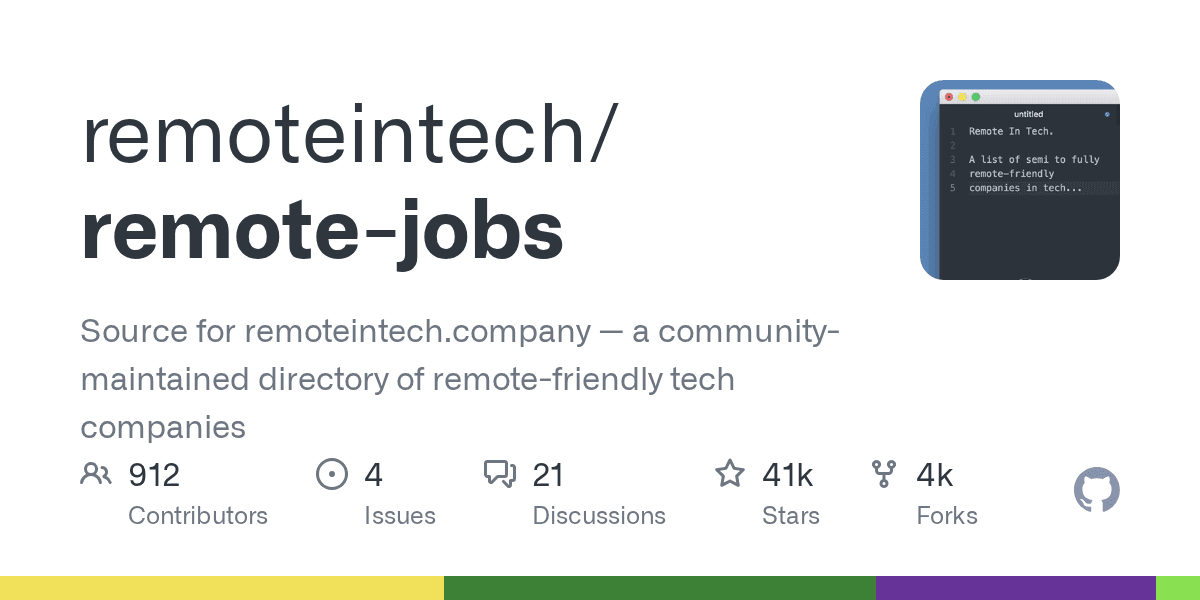 A list of semi to fully remote-friendly companies (jobs) in tech.