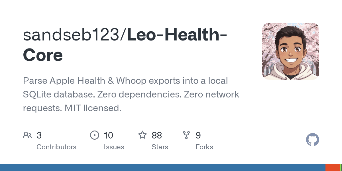 Parse Apple Health and Whoop exports into a local SQLite database