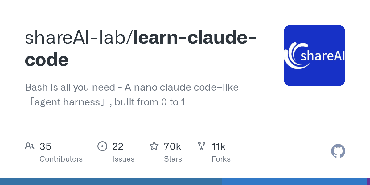 Finally, a repo that teaches the harness, not just the model