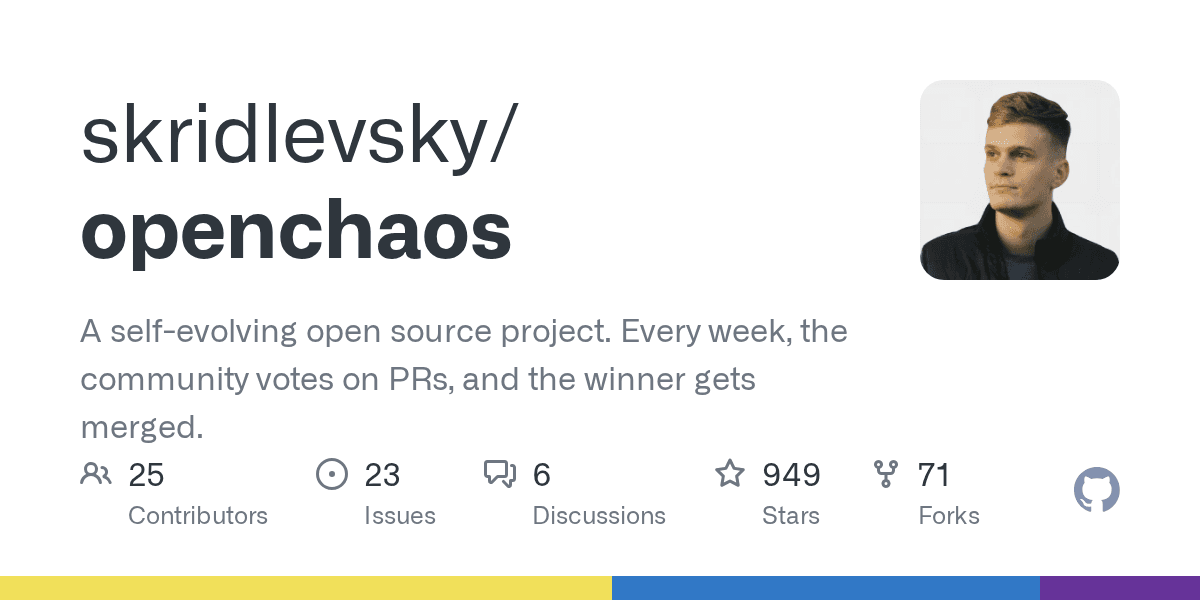 An open-source experiment where pull requests are decided by community vote.