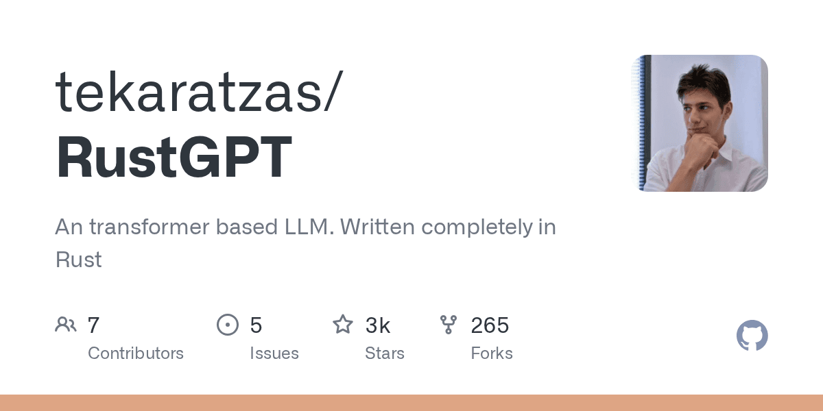 An transformer based LLM. Written completely in Rust