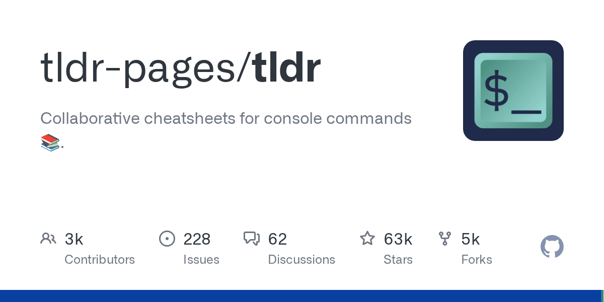 tldr-pages: A cheatsheets for console commands