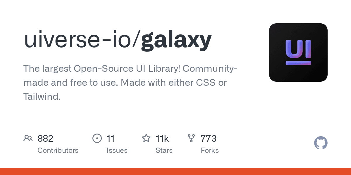 The largest Open-Source UI Library! Community-made and free to use.