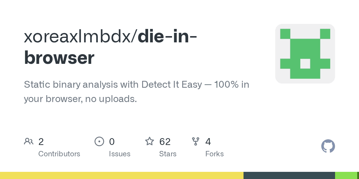 Perform static binary analysis 100% in your browser.