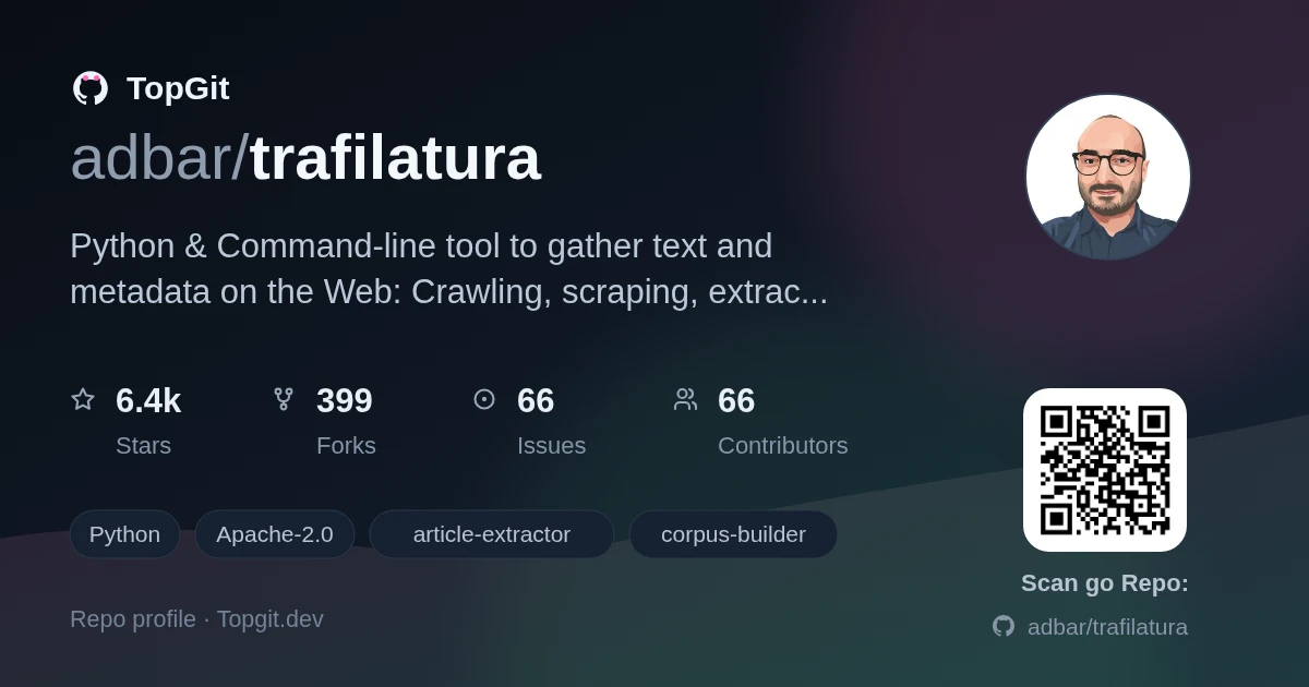 TopGit repo profile image for adbar/trafilatura