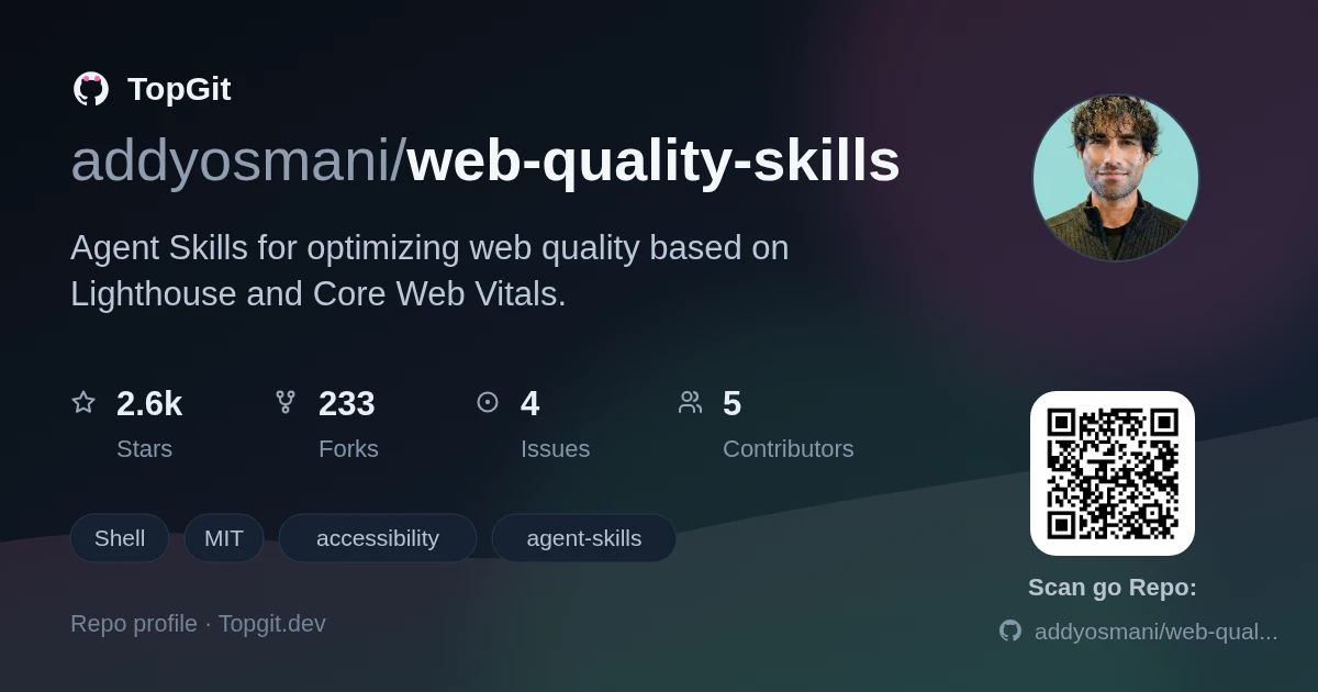 TopGit repo profile image for addyosmani/web-quality-skills
