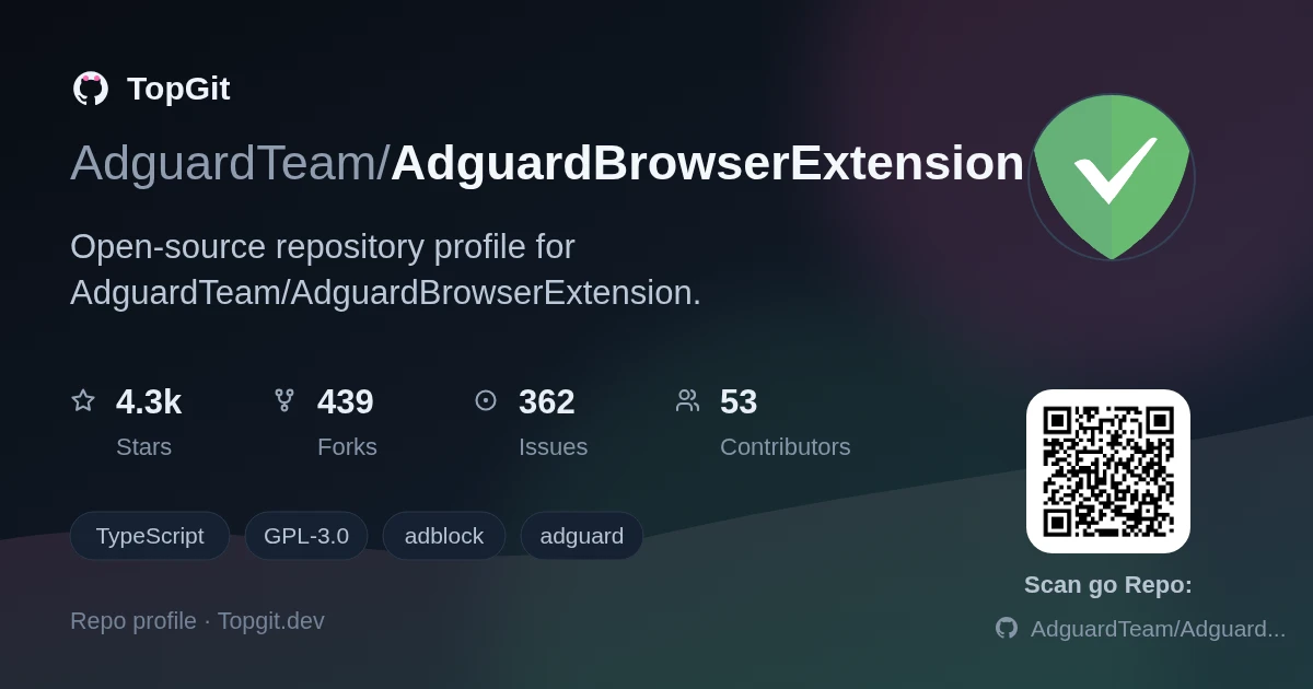 TopGit repo profile image for AdguardTeam/AdguardBrowserExtension
