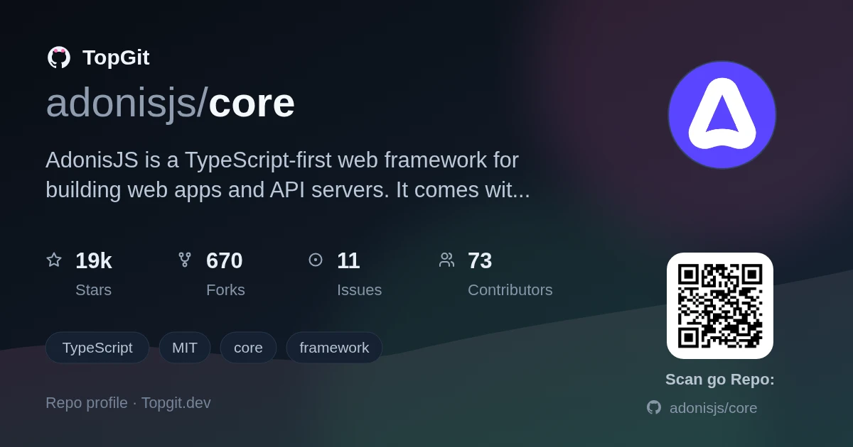 TopGit repo profile image for adonisjs/core