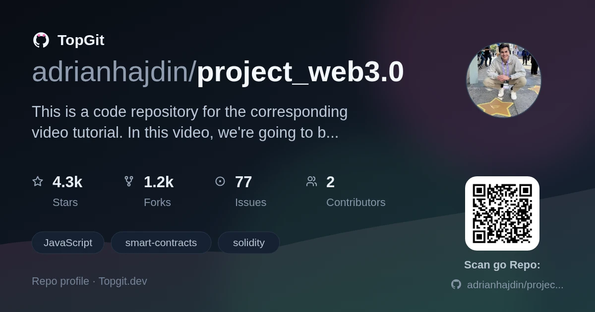 TopGit repo profile image for adrianhajdin/project_web3.0