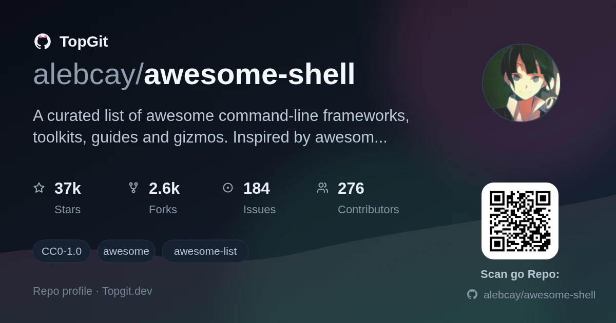 TopGit repo profile image for alebcay/awesome-shell