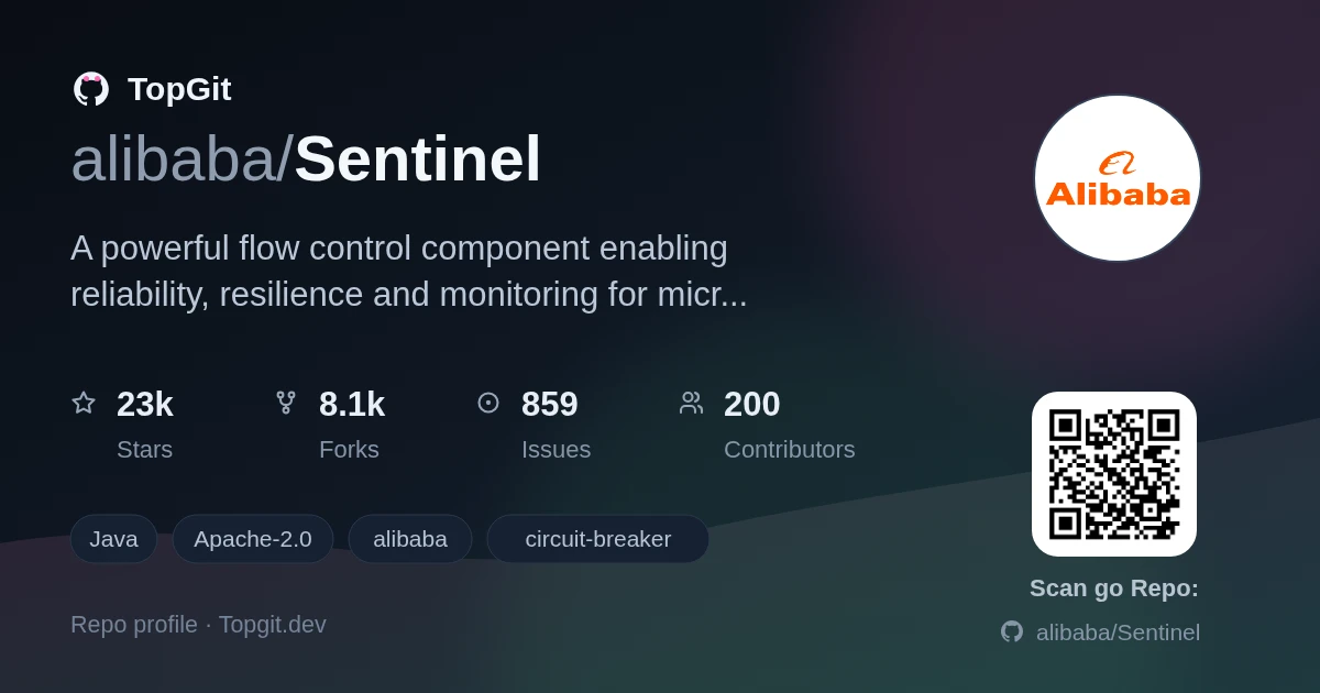 TopGit repo profile image for alibaba/Sentinel