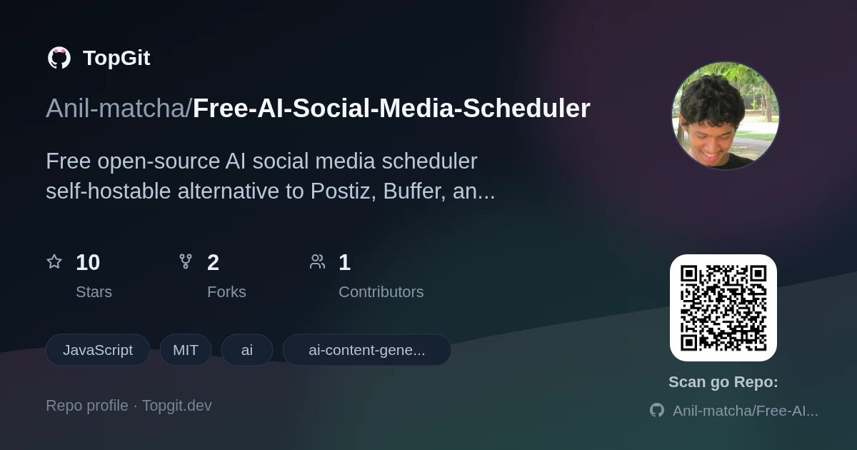 TopGit repo profile image for Anil-matcha/Free-AI-Social-Media-Scheduler