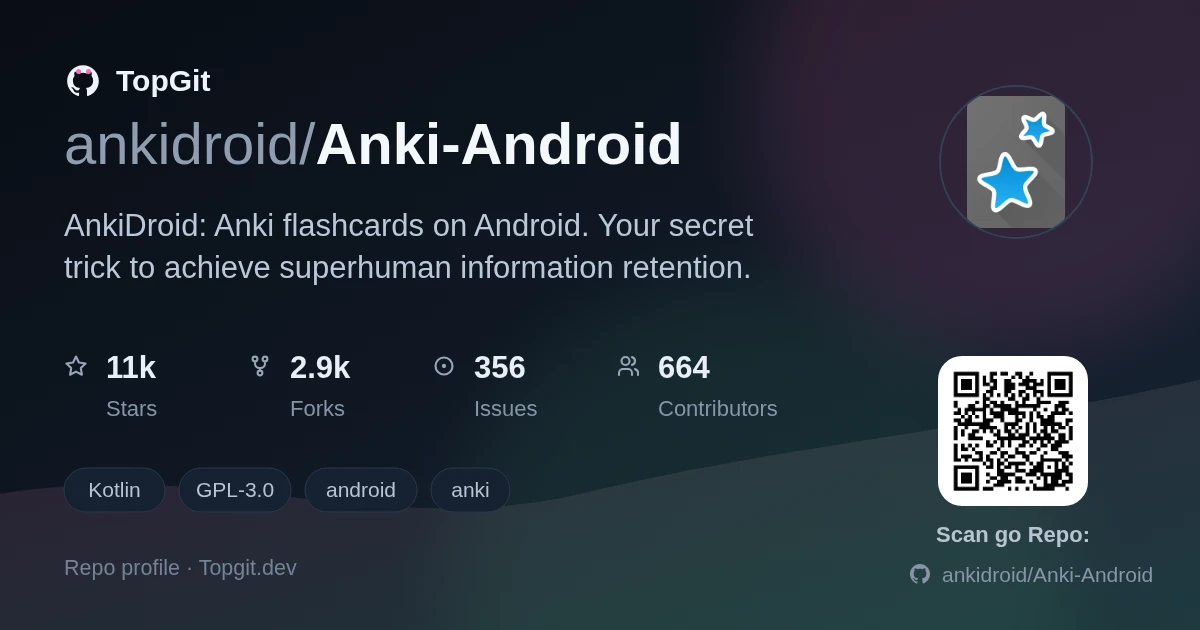 TopGit repo profile image for ankidroid/Anki-Android