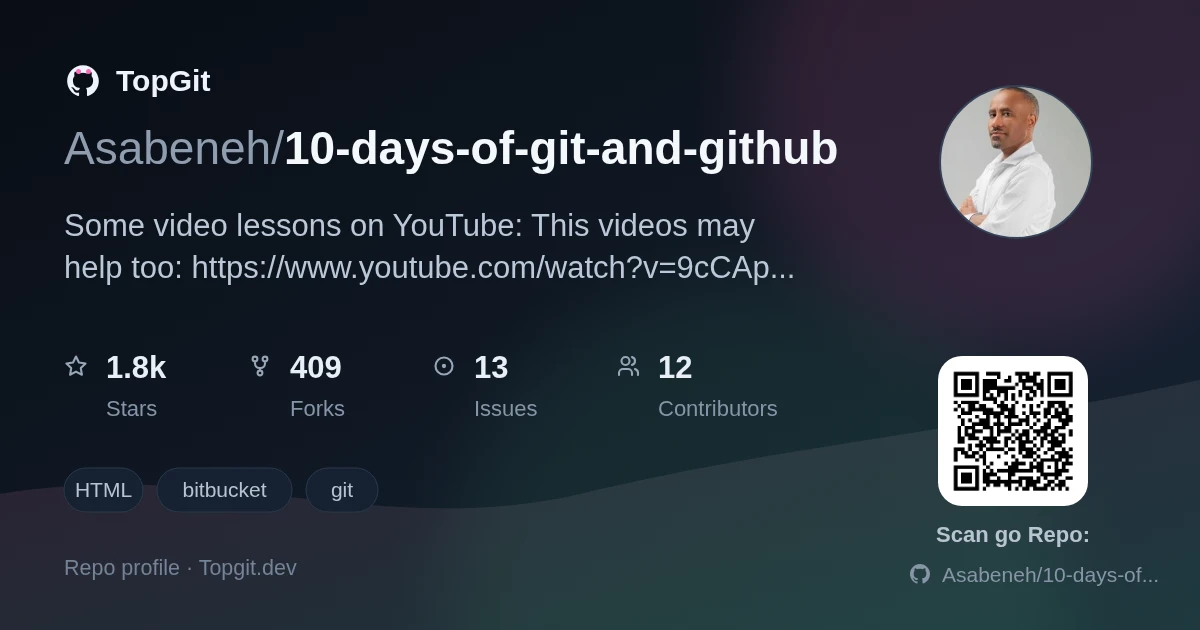 TopGit repo profile image for Asabeneh/10-days-of-git-and-github