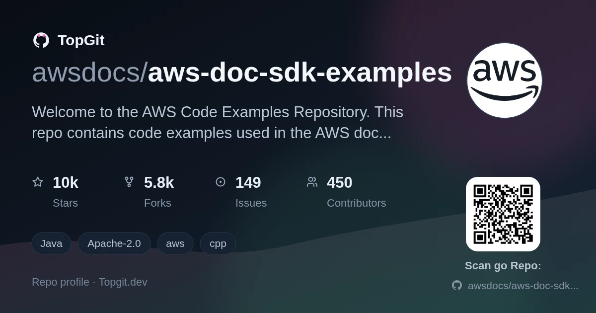 TopGit repo profile image for awsdocs/aws-doc-sdk-examples