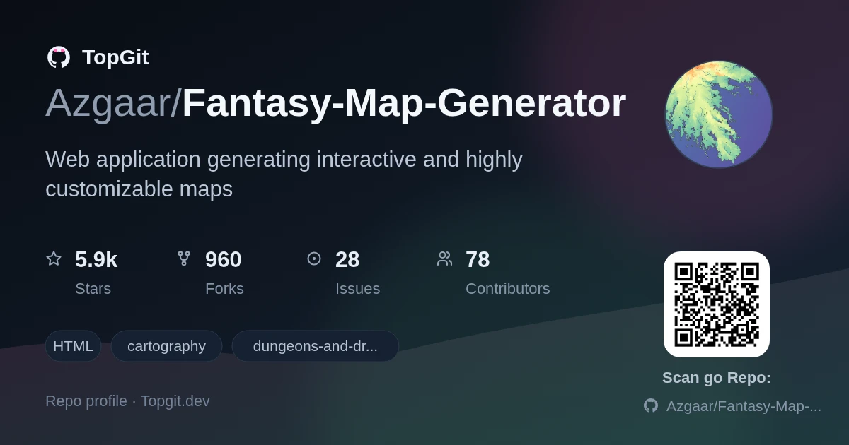 TopGit repo profile image for Azgaar/Fantasy-Map-Generator