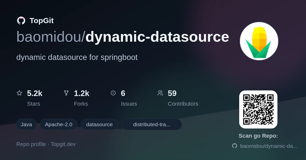 TopGit repo profile image for baomidou/dynamic-datasource
