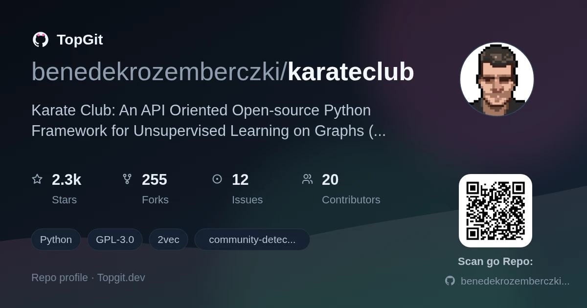 TopGit repo profile image for benedekrozemberczki/karateclub