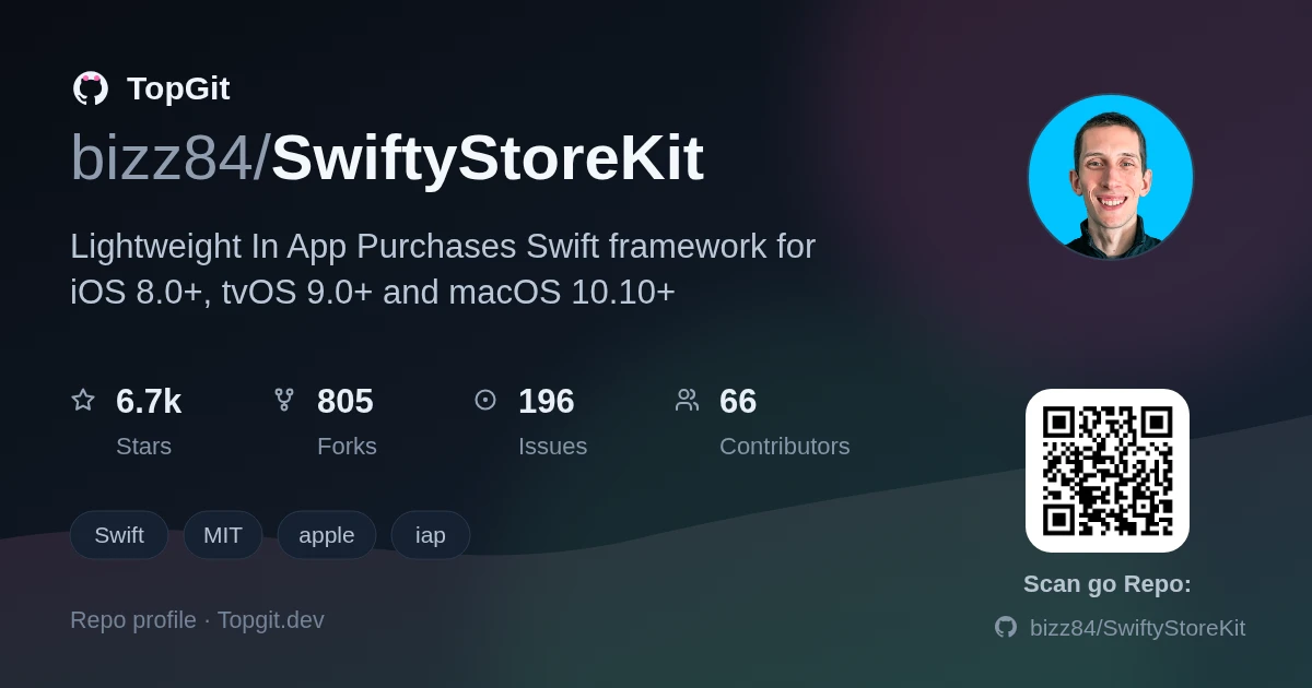 TopGit repo profile image for bizz84/SwiftyStoreKit