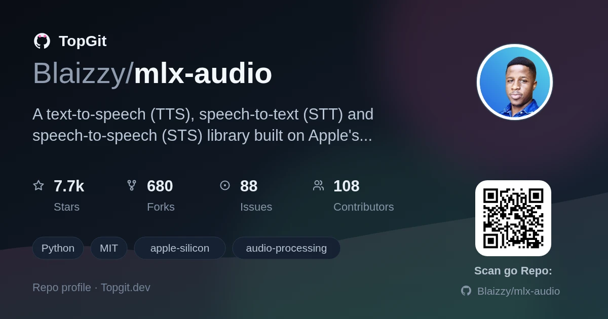 TopGit repo profile image for Blaizzy/mlx-audio