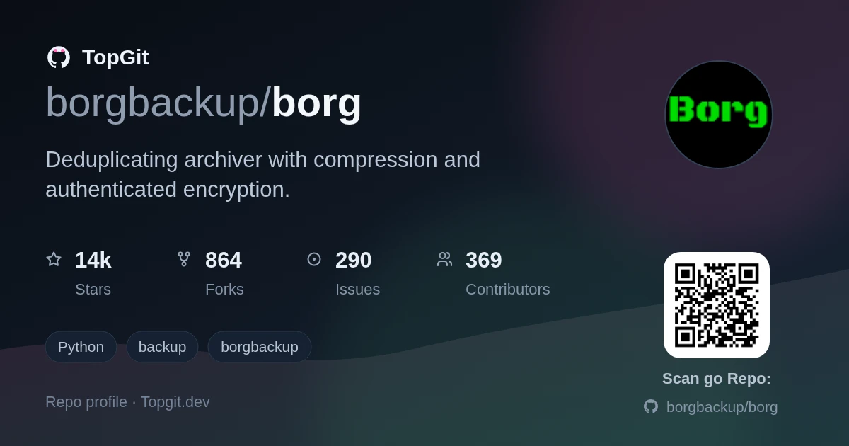 TopGit repo profile image for borgbackup/borg