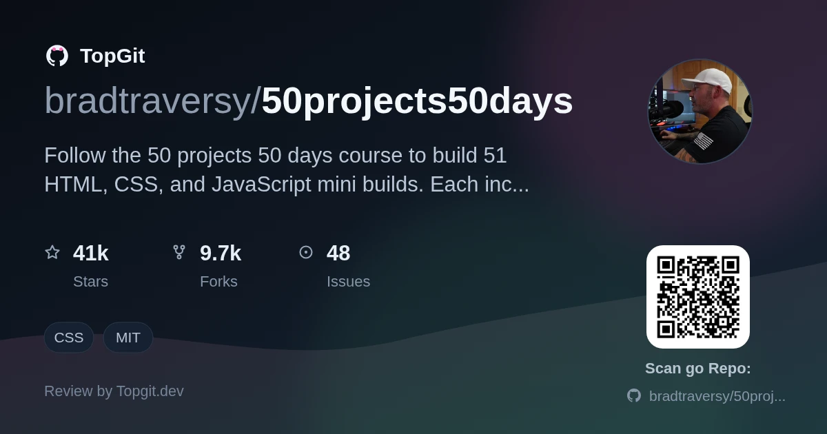 TopGit review image for bradtraversy/50projects50days